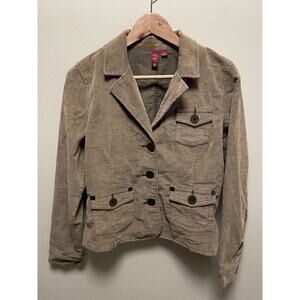 Vintage Juniors Blazer Jacket Large Green Corduroy Utility Grunge 90s Y2K